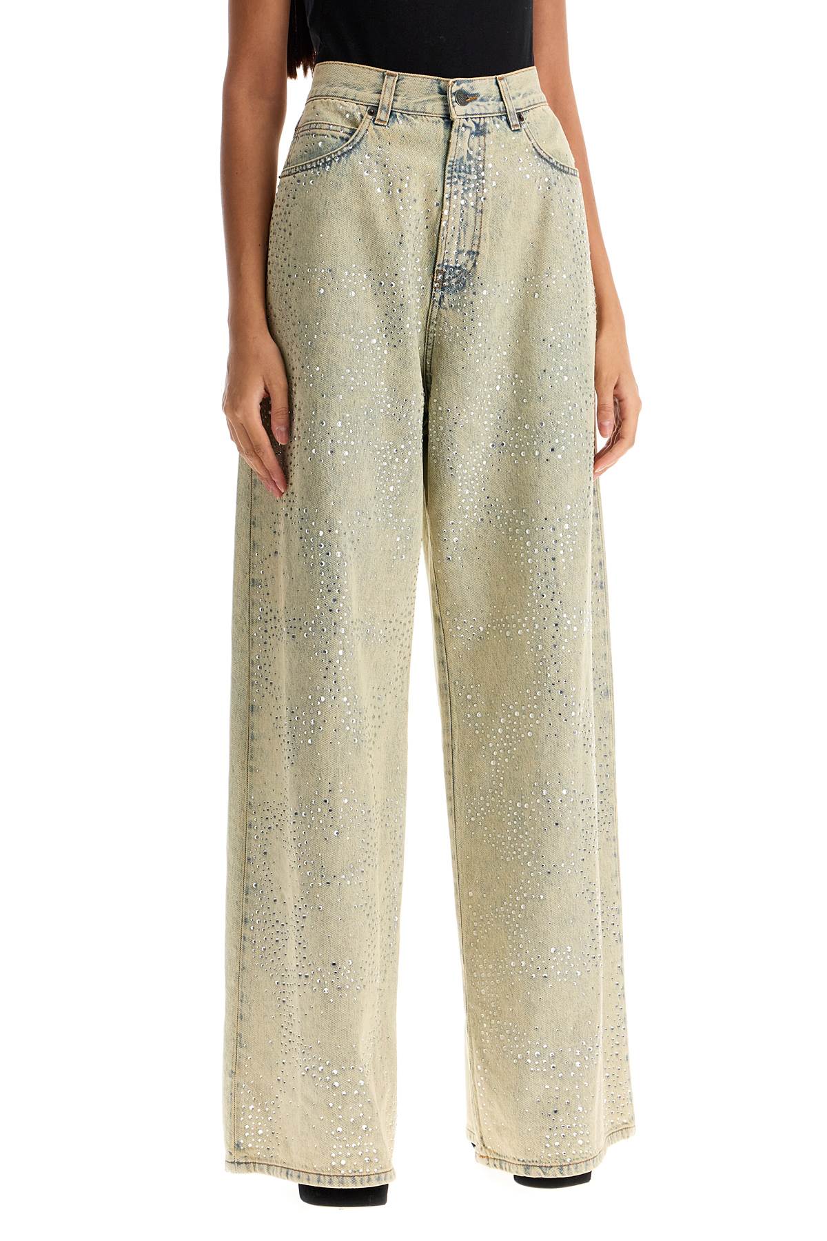 Giuseppe Di Morabito wide leg jeans with rhinestones