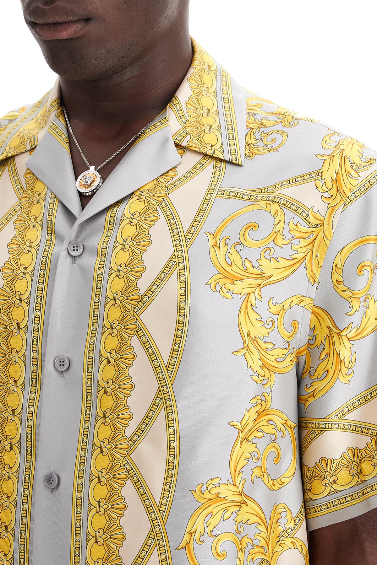 Versace 'printed silk bowling shirt from the gods' collection