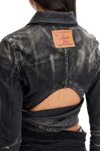 Y Project denim jacket with criss-cross belt