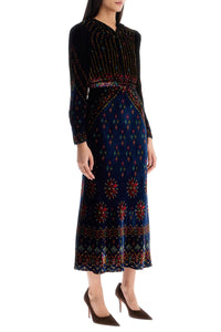 Saloni "printed velvet claudia dress for