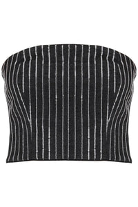 Rotate cropped top with sequined stripes