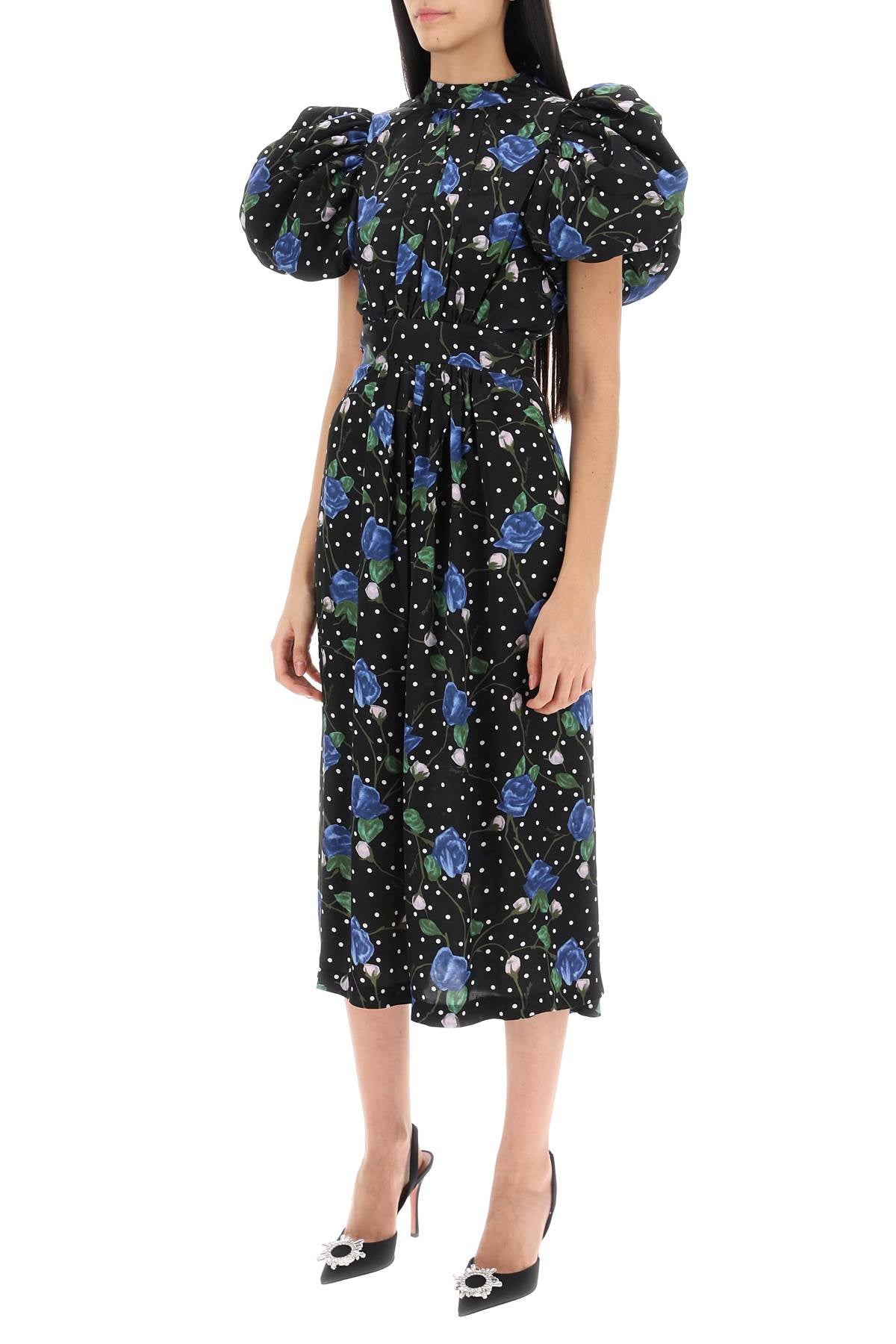 Rotate midi dress with balloon sleeves