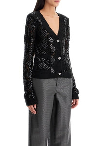 Rotate perforated cardigan with