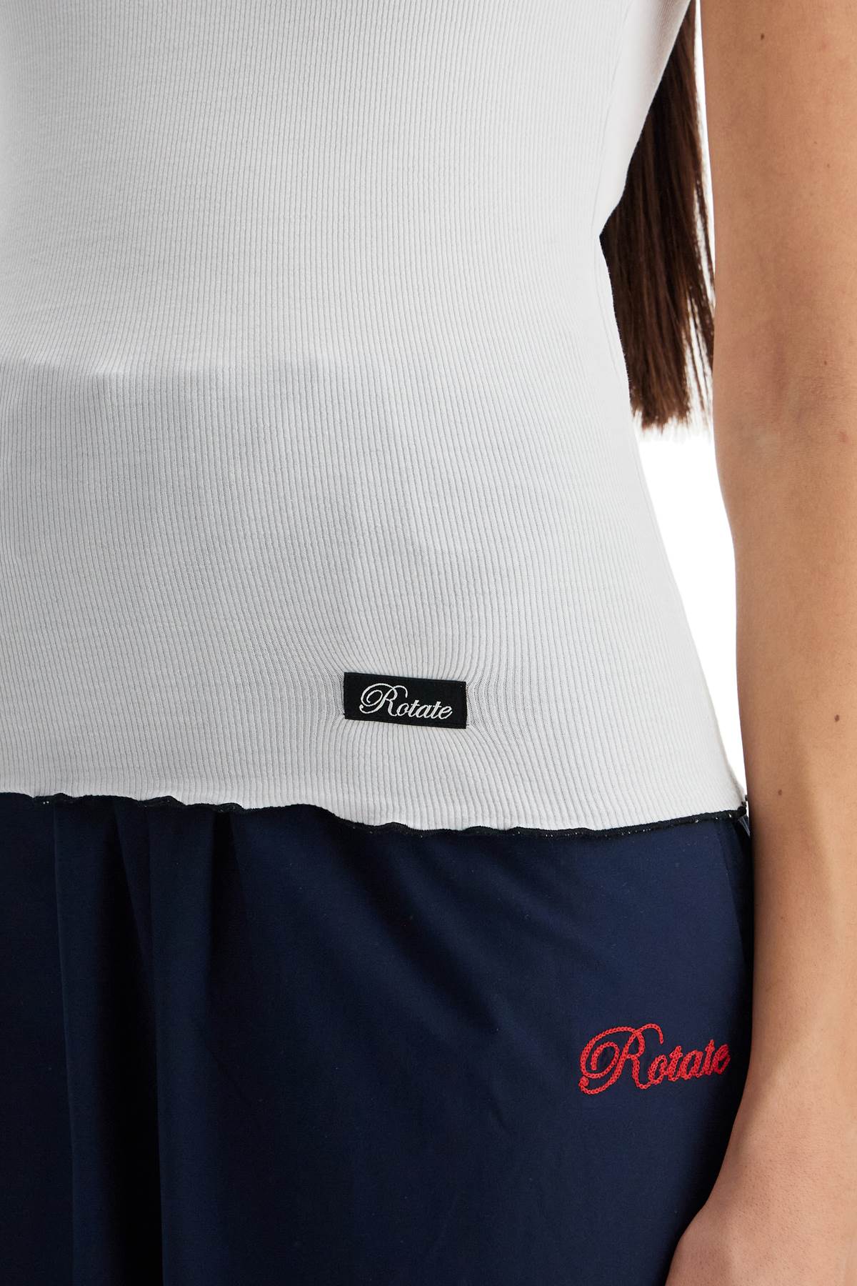 Rotate ribbed tank top with logo label