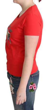 Moschino Chic Red Cotton Tee with Playful Print