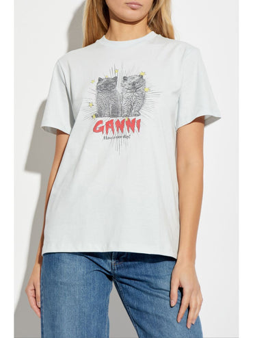 GANNI T-shirts and Polos Clear Blue