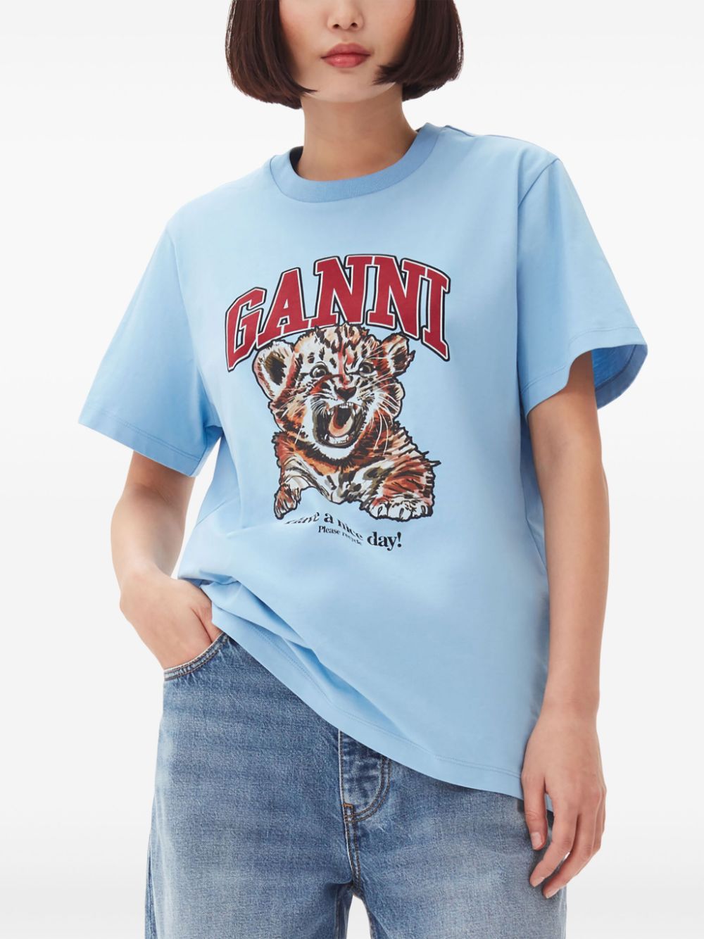 GANNI T-shirts and Polos Clear Blue