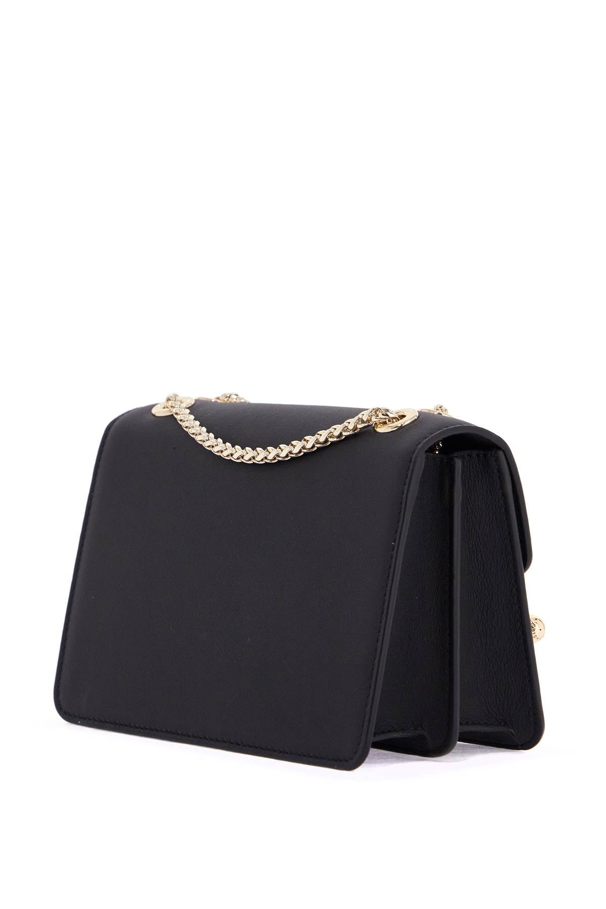 Strathberry black east/west mini calfskin bag with gold chain