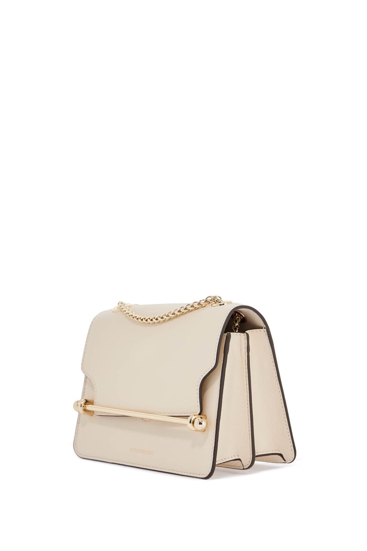 Strathberry east/west mini compact shoulder bag in vanilla calf leather