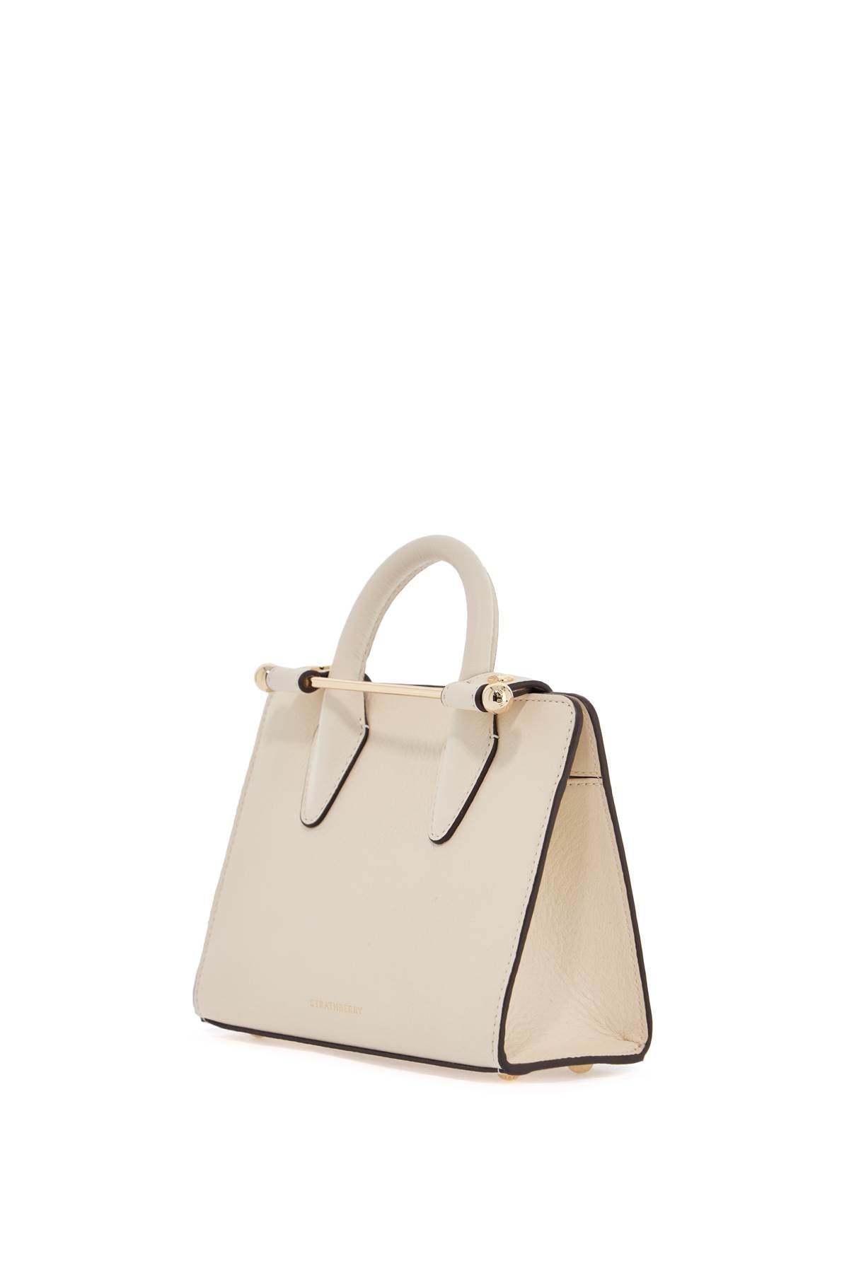 Strathberry mini handbag in beige leather with removable shoulder strap