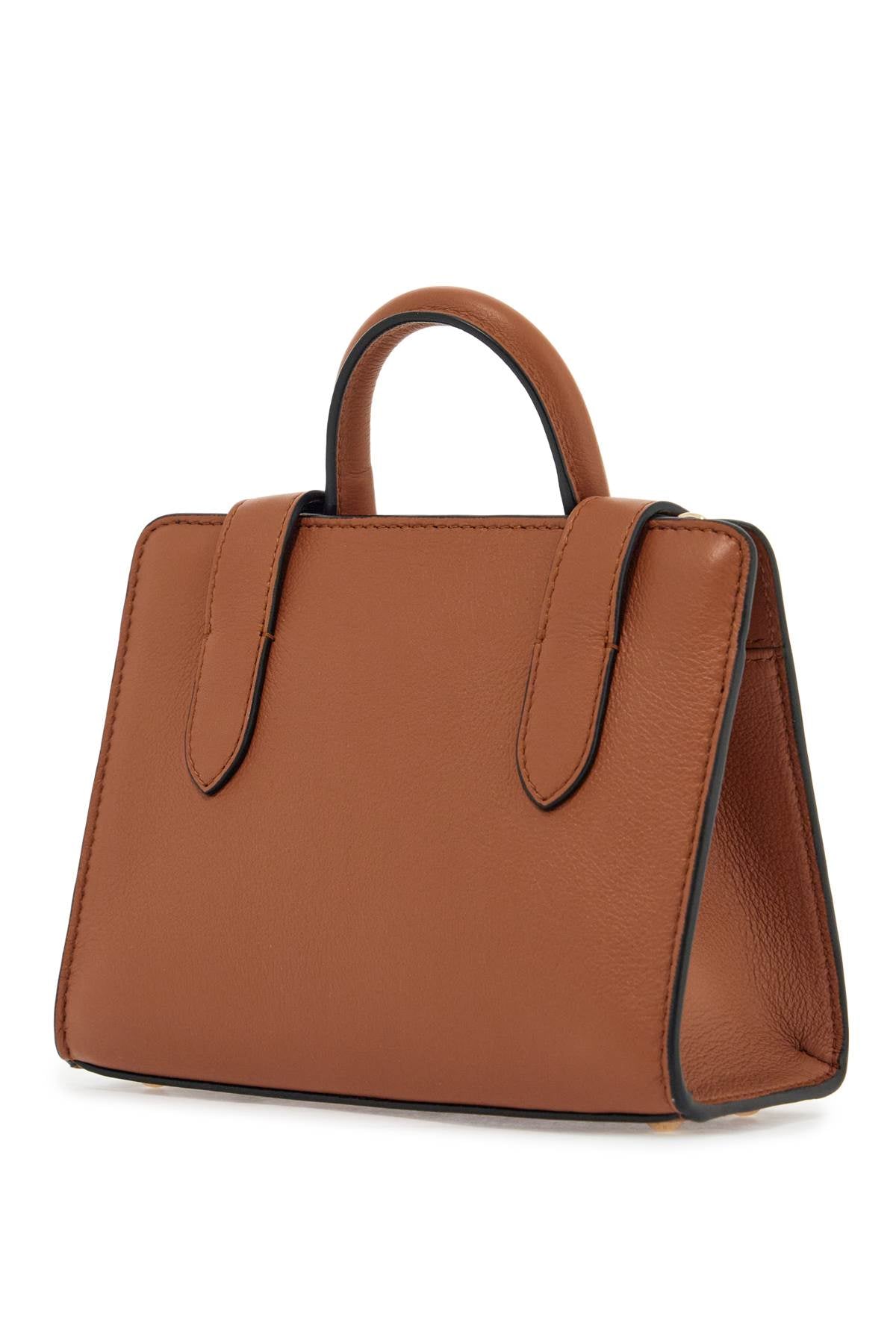 Strathberry nano tote in chestnut calf leather