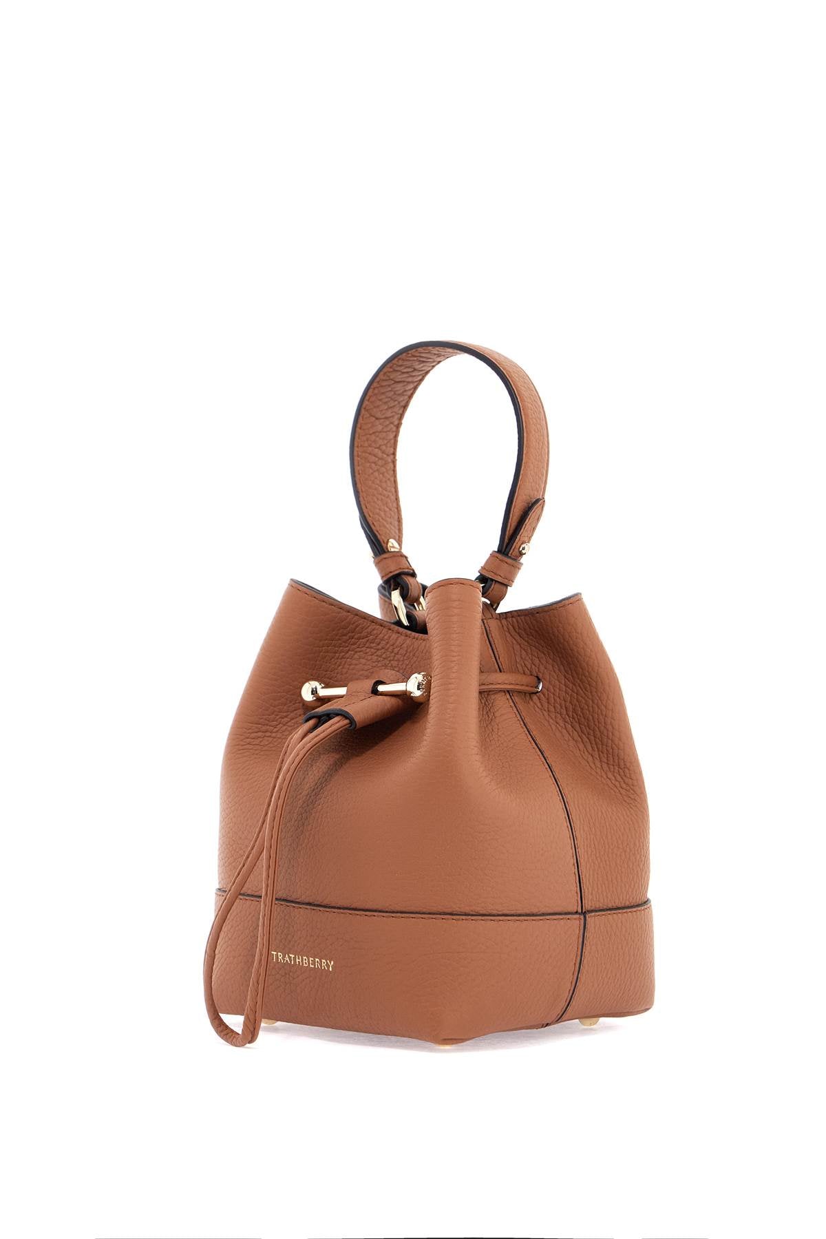 Strathberry tan leather bucket bag with adjustable strap