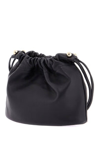 Strathberry black lambskin bucket bag with drawstring