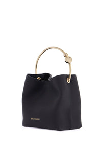 Strathberry black calfskin bag with golden circular handle