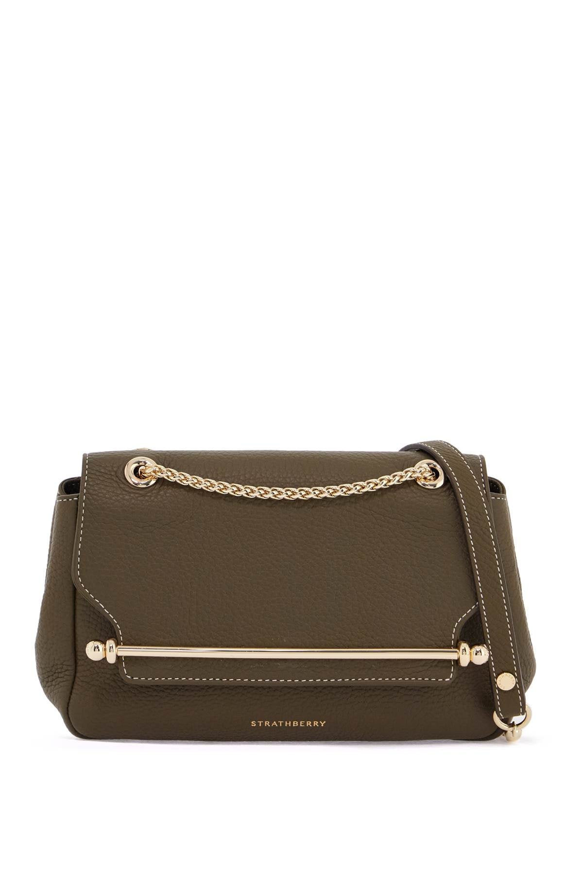 Strathberry khaki east/west soft mini calfskin bag with golden details