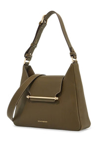 Strathberry khaki leather hobo bag with adjustable strap