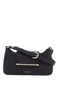 Strathberry black calfskin multrees omni bag with zip and gold decorative bar