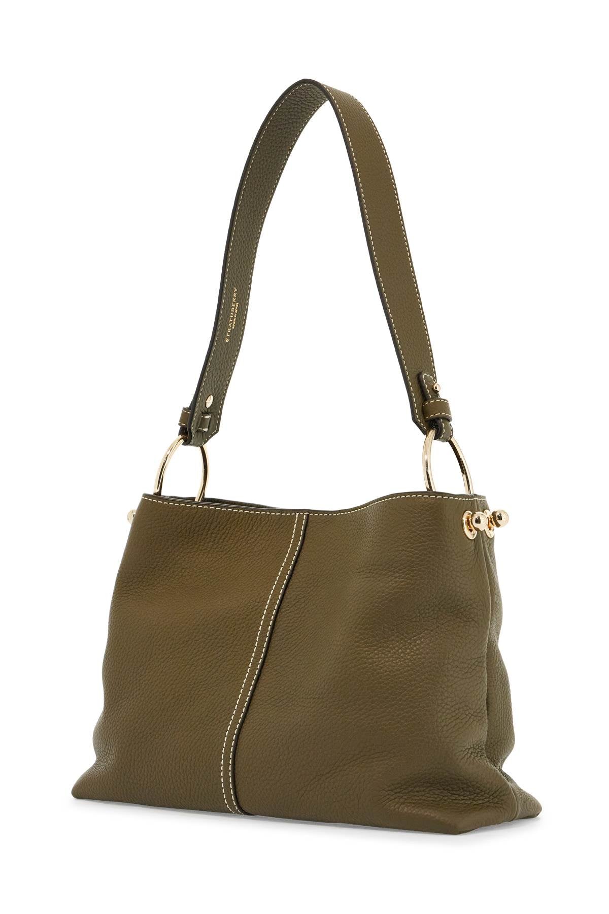 Strathberry khaki leather hobo bag with adjustable strap