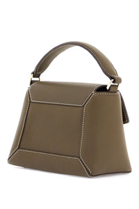 Strathberry khaki calfskin mosaic nano bag with adjustable strap