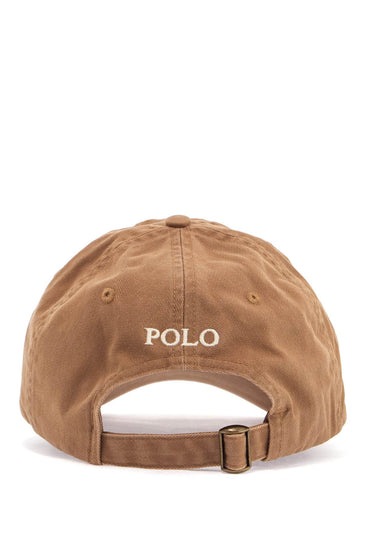 Polo Ralph Lauren cotton cap with curved visor and embroidered logo in rustic brown