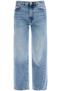 Toteme worn blue organic cotton jeans with twisted seams