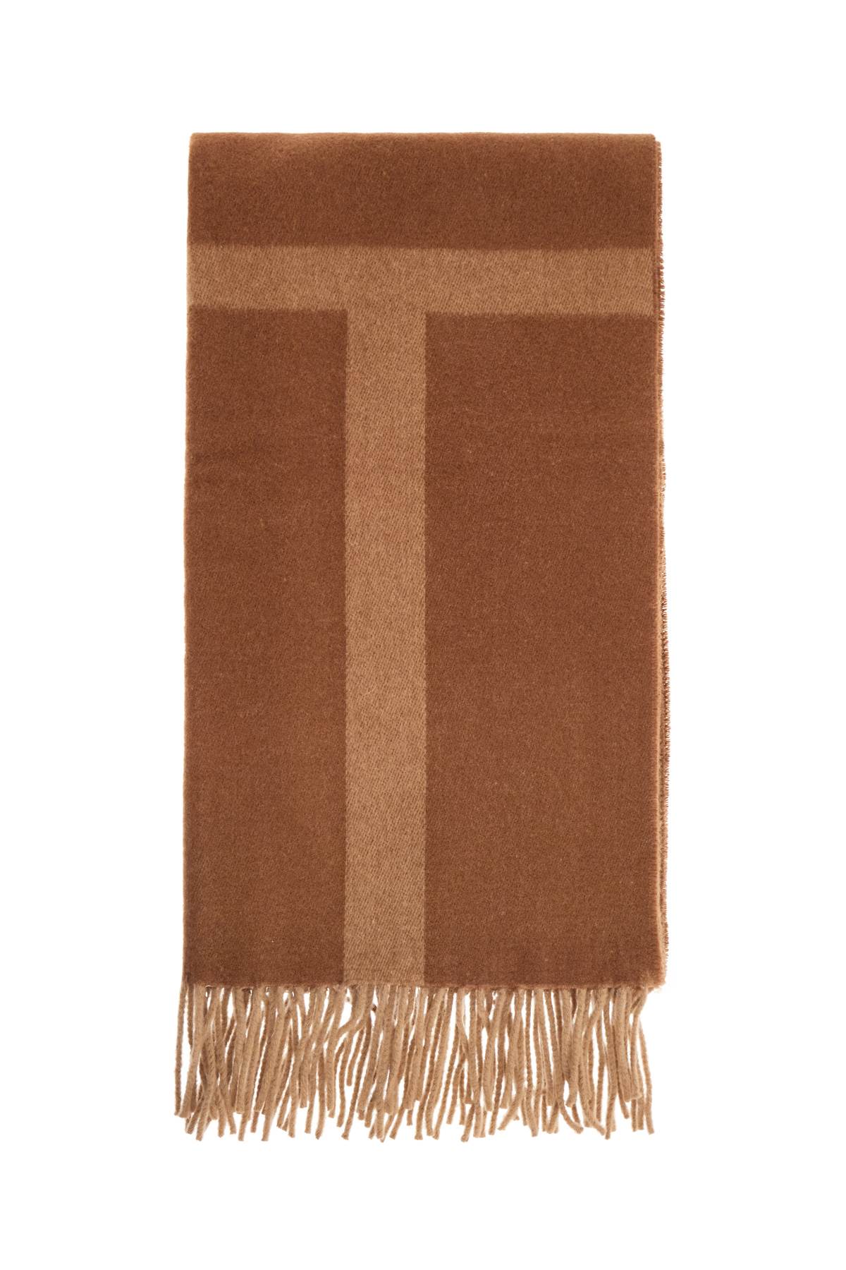 Toteme camel wool jacquard monogram scarf made in italy