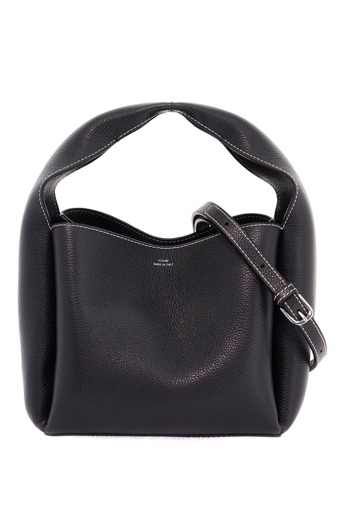 Toteme black calfskin bucket bag with adjustable shoulder strap