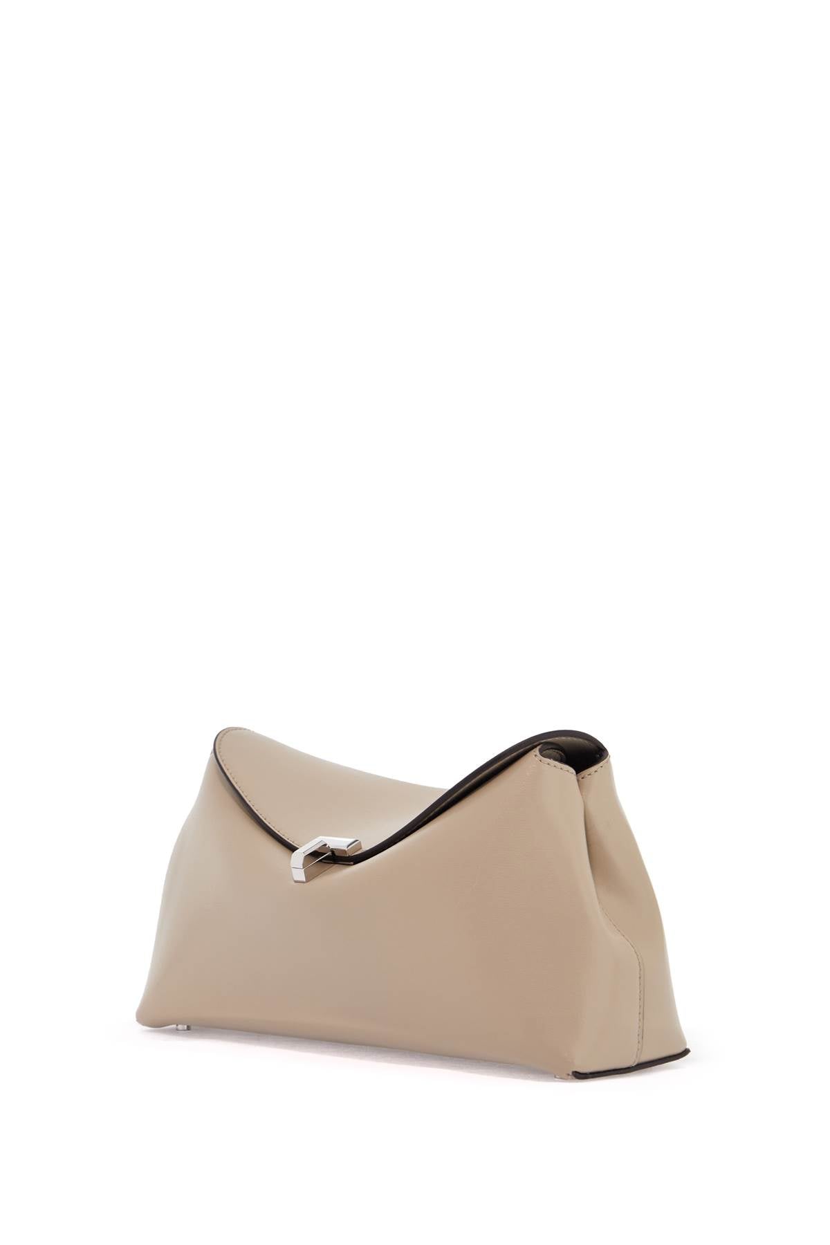 Toteme light beige calfskin clutch with metal closure