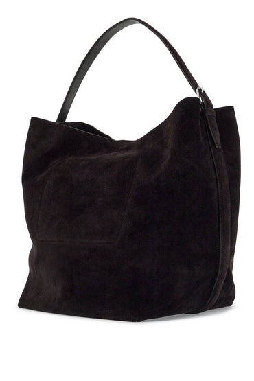 Toteme dark brown suede leather tote bag with belt