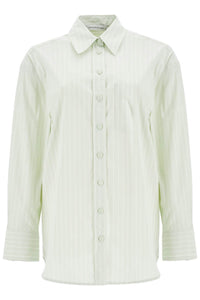 Christopher Esber mint green cotton shirt with white stripes