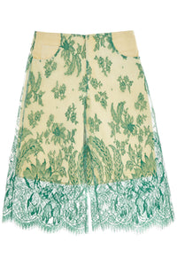 Christopher Esber mint green lace shorts with floral embroidery