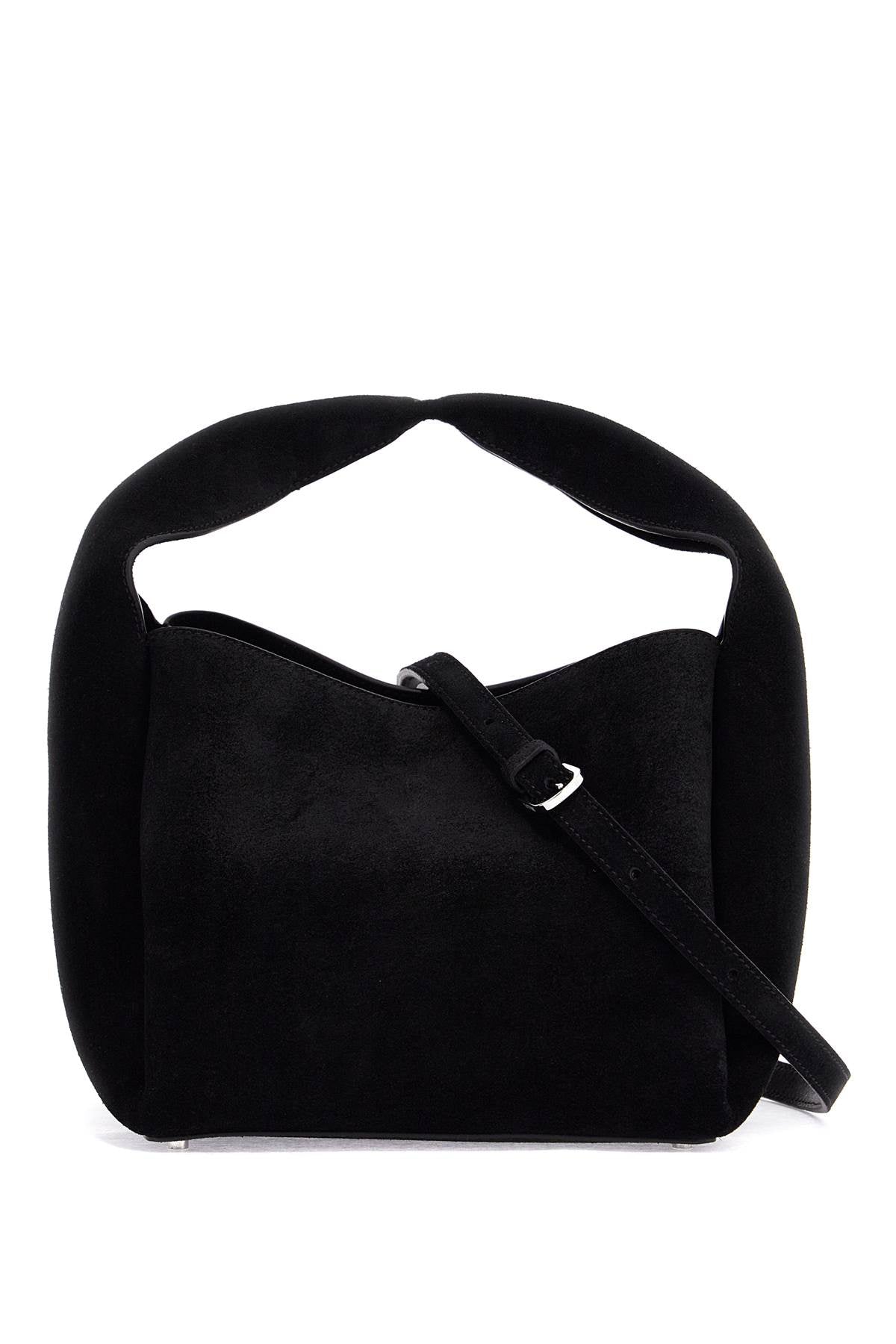 Toteme bucket bag in black calf leather with adjustable shoulder strap