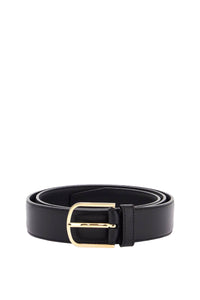 Toteme wide black calf leather belt with gold buckle for pants