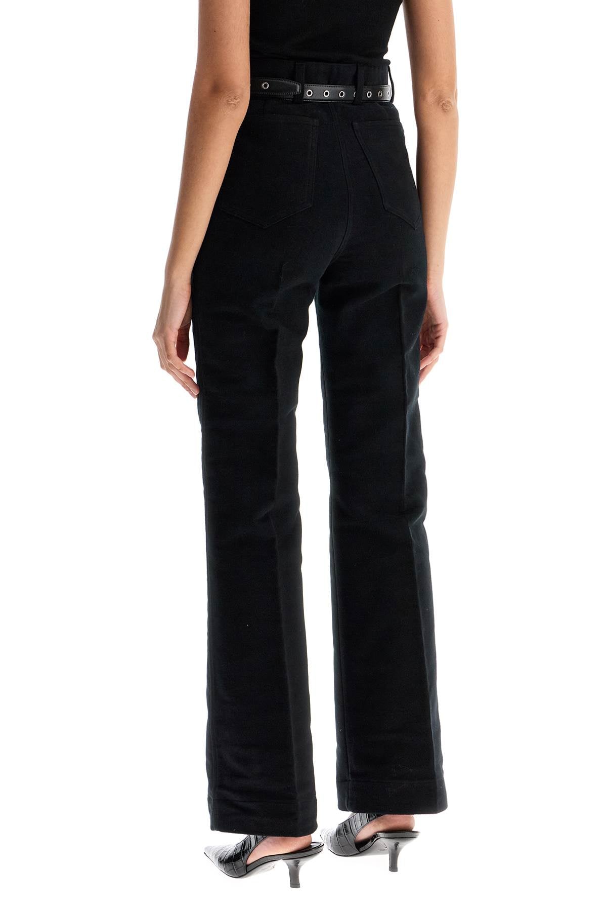 Toteme high-waisted flared pants in black organic cotton