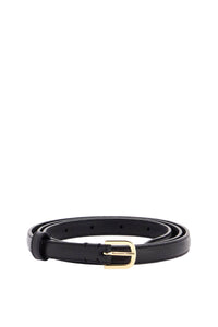 Toteme slim black calfskin belt with adjustable gold buckle