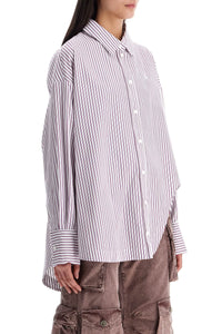 The Attico white and purple striped oversized shirt