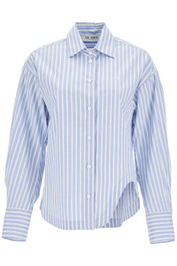 The Attico blue and white striped oversized cotton shirt