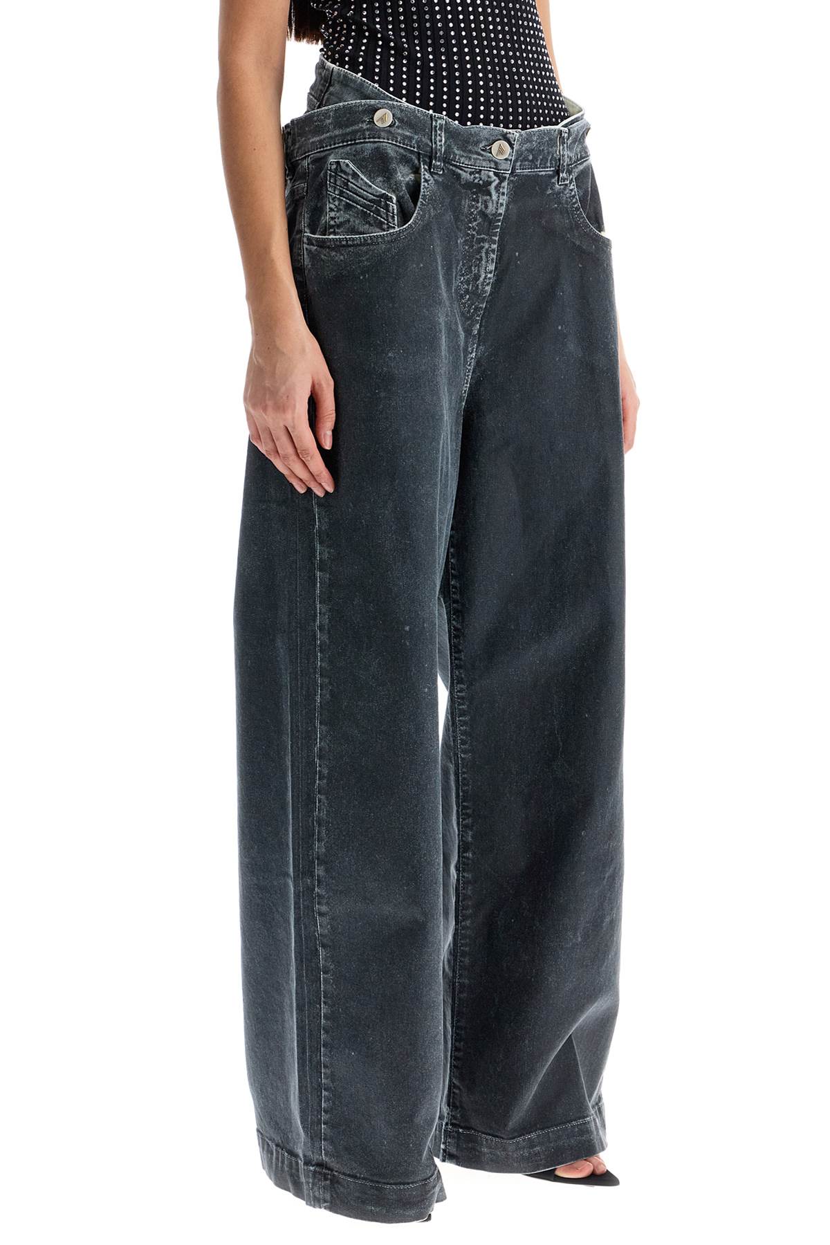 The Attico loose fit high-waisted navy blue denim pants