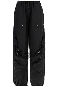 The Attico high-waisted black elasticated loose fit trousers with pockets