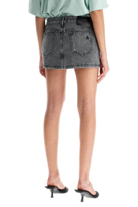 The Attico gray high-waisted slim fit denim mini skirt