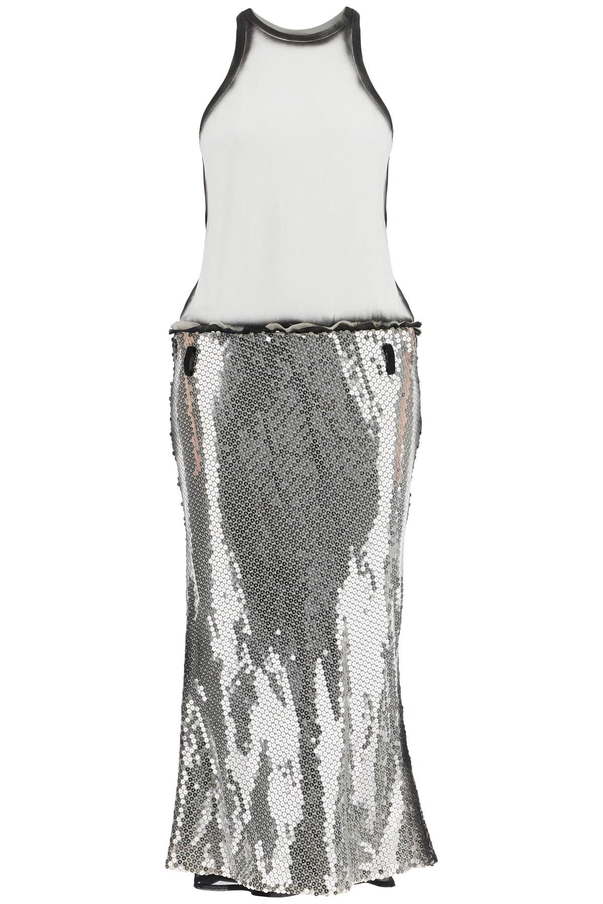 The Attico white and silver floral sequin midi dress