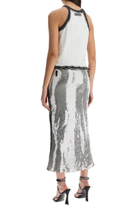 The Attico white and silver floral sequin midi dress