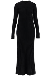 Toteme elegant black maxi cable knit dress