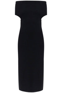 Toteme elegant black long viscose knit dress