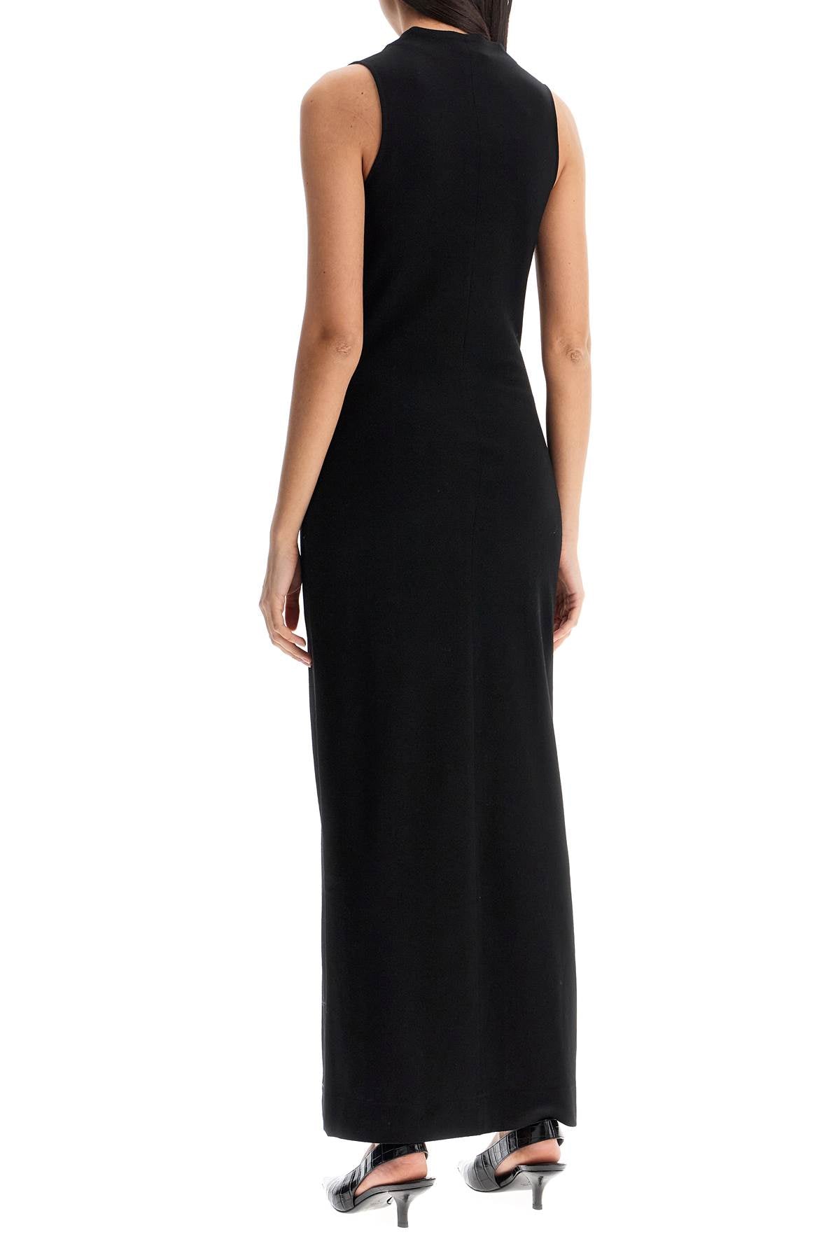 Toteme maxi dress in black wool with cowl neck sleeveless