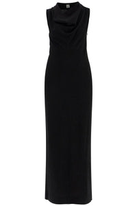 Toteme maxi dress in black wool with cowl neck sleeveless