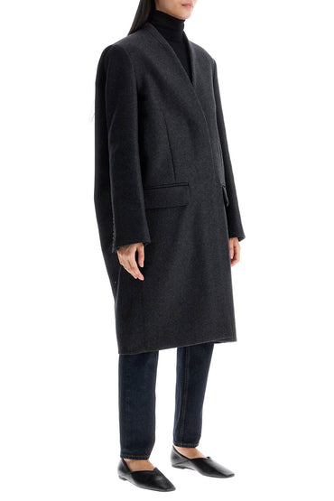 Toteme charcoal melange shawl collar coat