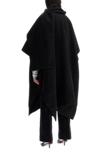 Toteme asymmetrical double coat in rws wool black high collar