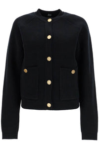 Toteme black rws wool cardigan with golden buttons