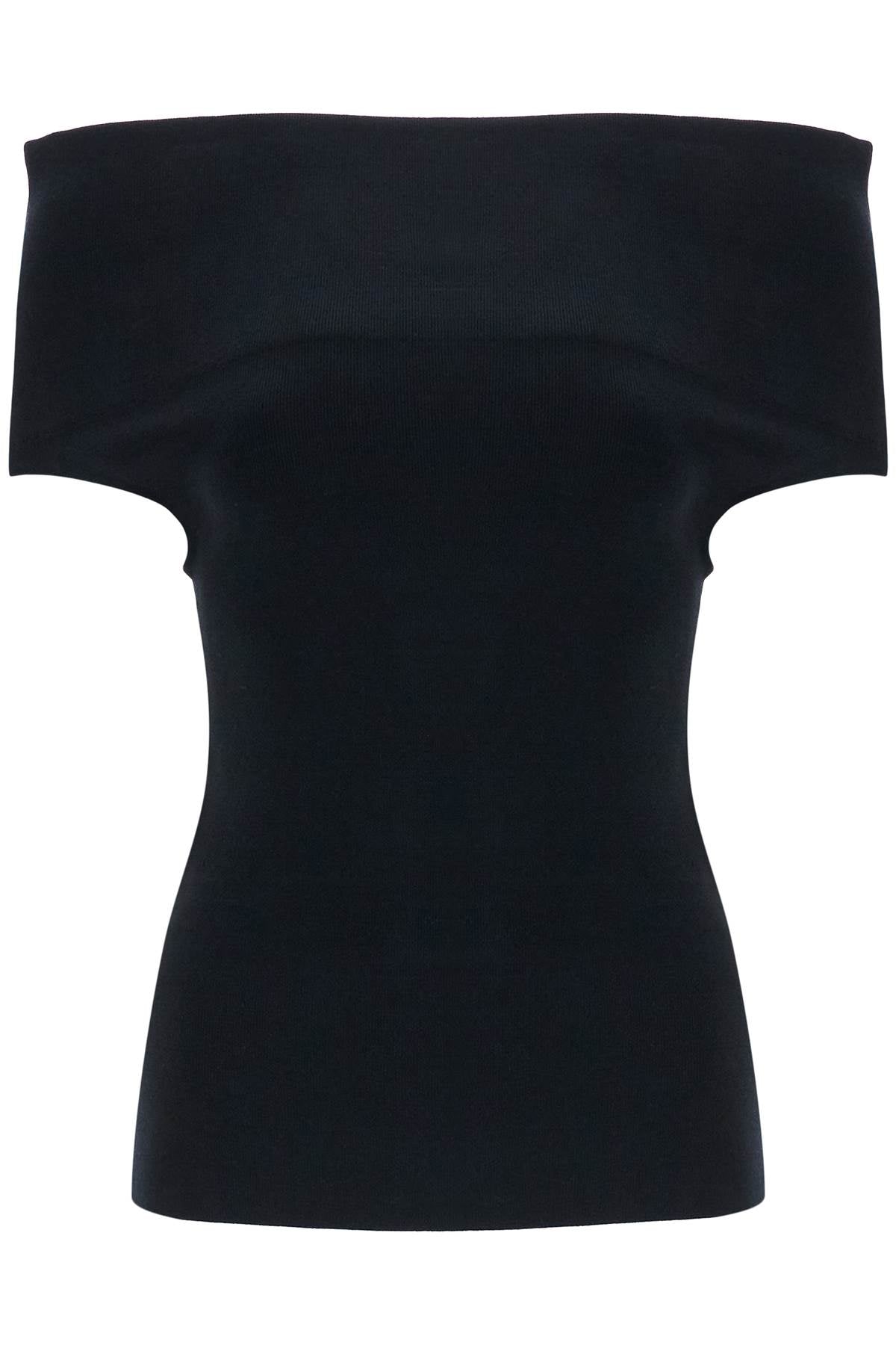 Toteme off-shoulder double-knit top in black viscose